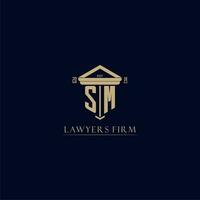 SM initial monogram lawfirm logo with pillar design vector