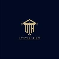 UH initial monogram lawfirm logo with pillar design vector