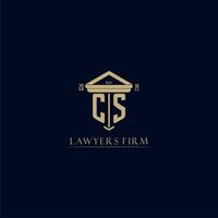 CS initial monogram lawfirm logo with pillar design vector