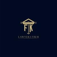 FK initial monogram lawfirm logo with pillar design vector