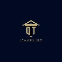DT initial monogram lawfirm logo with pillar design vector