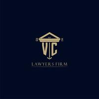 VC initial monogram lawfirm logo with pillar design vector