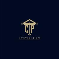 cp inicial monograma bufete de abogados logo con pilar diseño vector