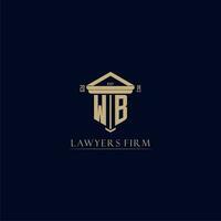 WB initial monogram lawfirm logo with pillar design vector
