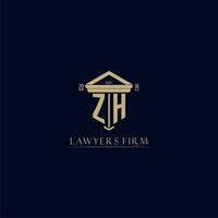 Z h inicial monograma bufete de abogados logo con pilar diseño vector