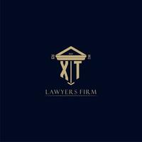 XT initial monogram lawfirm logo with pillar design vector
