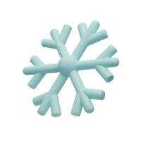 3d render snowflake. Meteorology realistic element. Vector symbol of cold, frost. Design element for winter season. Hegagon shape crystal in clay, plastic style