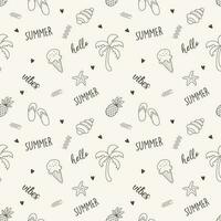 Summer pattern background with ice cream pineapple snail and text vector