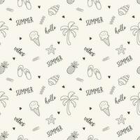 Summer pattern background with ice cream pineapple snail and text vector