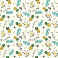 Hand drawn summer theme pattern background with text and summer element vector