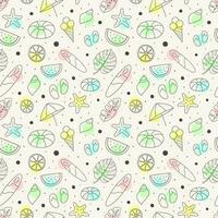 Summer hand drawn seamless pattern with colorful summer elements vector