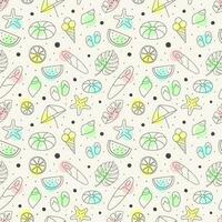 Summer hand drawn seamless pattern with colorful summer elements vector