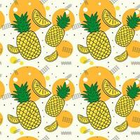 Summer pattern background design with pineapples and geometric figures vector