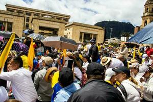 Bogota, Colombia, June 2023, Peaceful protest marches against the government of Gustavo Petro called La Marcha de la Mayoria photo