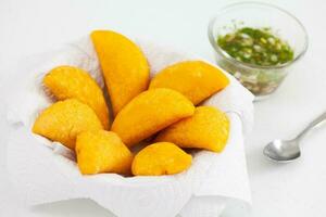 Traditional dish from el Valle del Cauca in Colombia called empanada photo