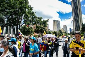 Bogota, Colombia, June 2023, Peaceful protest marches against the government of Gustavo Petro called La Marcha de la Mayoria photo