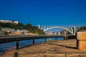 View of the Cais das Pedras Viaduct in Porto photo