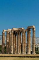 Ruins of the Temple of Olympian Zeus also known as the Olympieion at the center of the Athens city in Greece photo