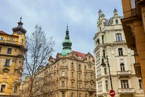 Beautiful architecture of the buildings at Prague old town photo