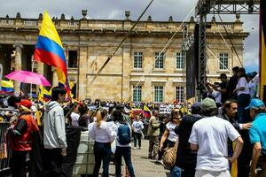 Bogota, Colombia, June 2023, Peaceful protest marches against the government of Gustavo Petro called La Marcha de la Mayoria photo