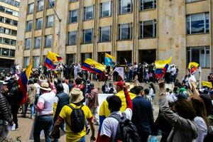 Bogota, Colombia, June 2023, Peaceful protest marches against the government of Gustavo Petro called La Marcha de la Mayoria photo