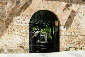 Entrance to  the Huerto de Calisto y Melibea a beautiful garden located in the old town of Salamanca photo