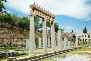 Ancient ruins at the Roman Agora located to the north of the Acropolis in Athens photo