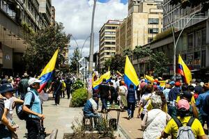 Bogota, Colombia, June 2023, Peaceful protest marches against the government of Gustavo Petro called La Marcha de la Mayoria photo