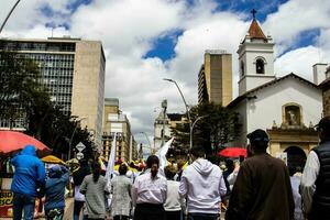 Bogota, Colombia, June 2023, Peaceful protest marches against the government of Gustavo Petro called La Marcha de la Mayoria photo