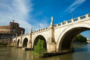 Sant Angelo Bridge over the Tiber River completed in 134 AD by the Emperor Hadrian photo