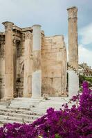 Ancient ruins of the Library of Hadrian in a beautiful early spring day at Athens city photo