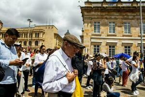 Bogota, Colombia, June 2023, Peaceful protest marches against the government of Gustavo Petro called La Marcha de la Mayoria photo