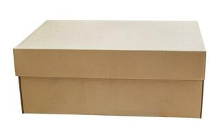 Mockup brown cardboard box isolated on white background photo