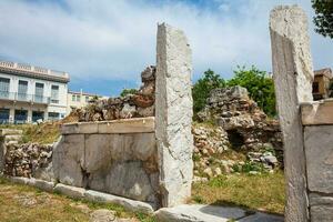 Ancient ruins at the Roman Agora located to the north of the Acropolis in Athens photo