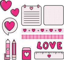 Set of stationery with pink color theme. vector