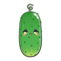 Cucumber. Vector hand drawn cartoon kawaii character illustration icon. Isolated on white background. Cucumber character concept