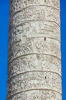 Detail of the Roman triumphal column of Trajan built on the year 107 AD photo