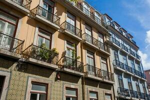 Architecture of the antique buildings at Lisbon city center photo