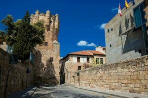 The historical Clavero Tower built on the fifteenth century in the city of Salamaca in Spain photo