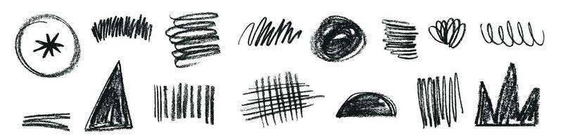 Hand drawn pencil, doodle, chalk and brush strokes. Marker and scribble lines for a textured stroke effect. Isolated vector illustrations on white background.