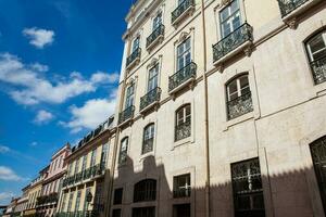 Architecture of the antique buildings at Lisbon city center photo