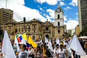 Bogota, Colombia, June 2023, Peaceful protest marches against the government of Gustavo Petro called La Marcha de la Mayoria photo