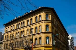 Beautiful architecture of the buildings at Budapest city center photo