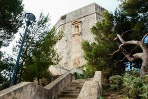 Medieval Fort Lovrijenac located on the western wall of Dubrovnik city photo