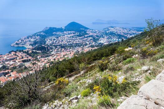 ver de Dubrovnik ciudad desde el parte superior de montar srd foto