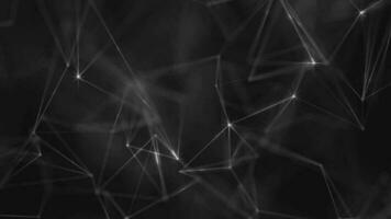 Abstract black and white plexus background with glowing shiny connecting lines and dots or nodes. Digital data network connections concept. This modern technology video is full HD and a seamless loop.