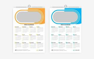 2024 one page wall calendar design vector