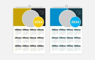 2024 one page wall calendar design vector