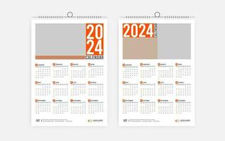 2024 one page wall calendar design vector