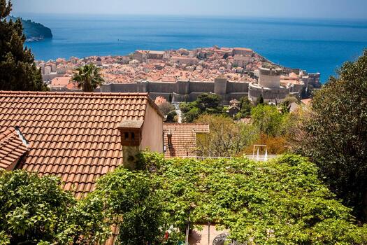 panorámico ver de el techos de el hermosa Dubrovnik ciudad foto